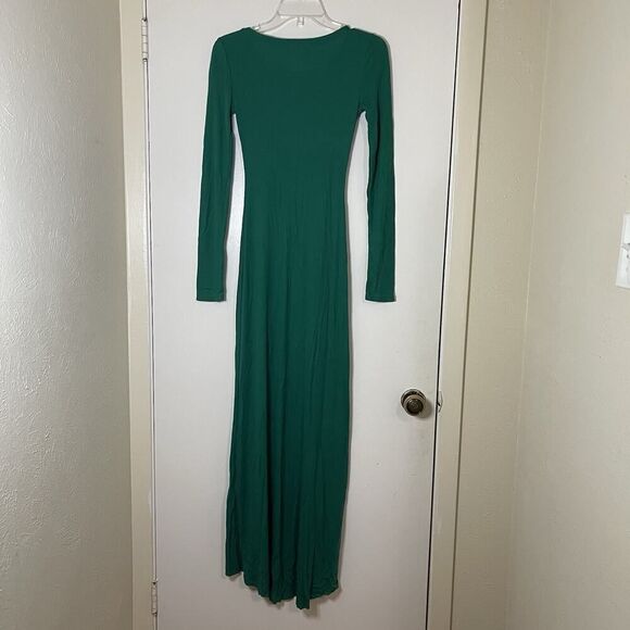 NEW! BCBGMAXAZRIA Adelaine ultra green long sleeve ribbed bodycon maxi dress XXS - Picture 6 of 7